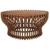 Sona Coffee Table in Natural Rattan & Brown Wood